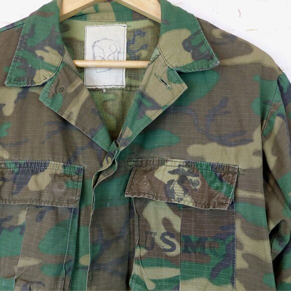 VTG Military USMC Shirt M RDF ERDL Camo 70s Jungle Coat Hot Weather Ripstop - Picture 4 of 15